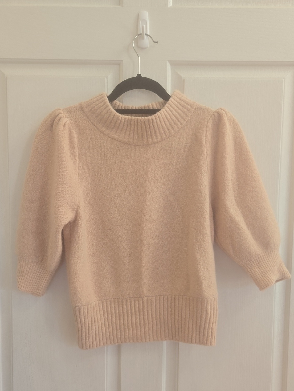 Free People Puff Sleeve Cowl Neck Sweater - Beige